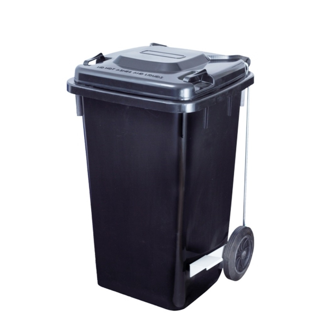 Cubo de basura Exterior 100 l (100 l, Negro, Redonda, Polipropileno)